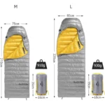 Saco de dormir Naturehike Piuma d’oca Gris M 210×75 cm - Imagen 3