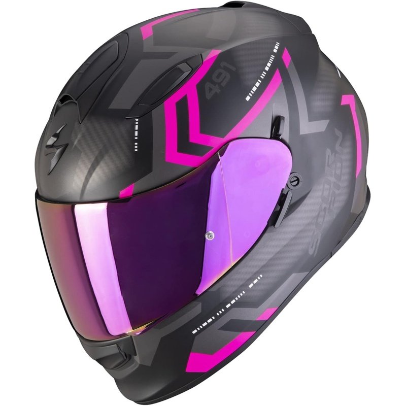OETEFY7a4K Scorpion Casco Integral Moto EXO-491 Rosa Negro Mate - Imagen 1