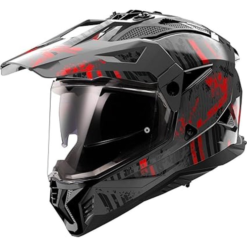 LS2 Casco Motocross MX702 Pioneer II Negro Mate-Rojo