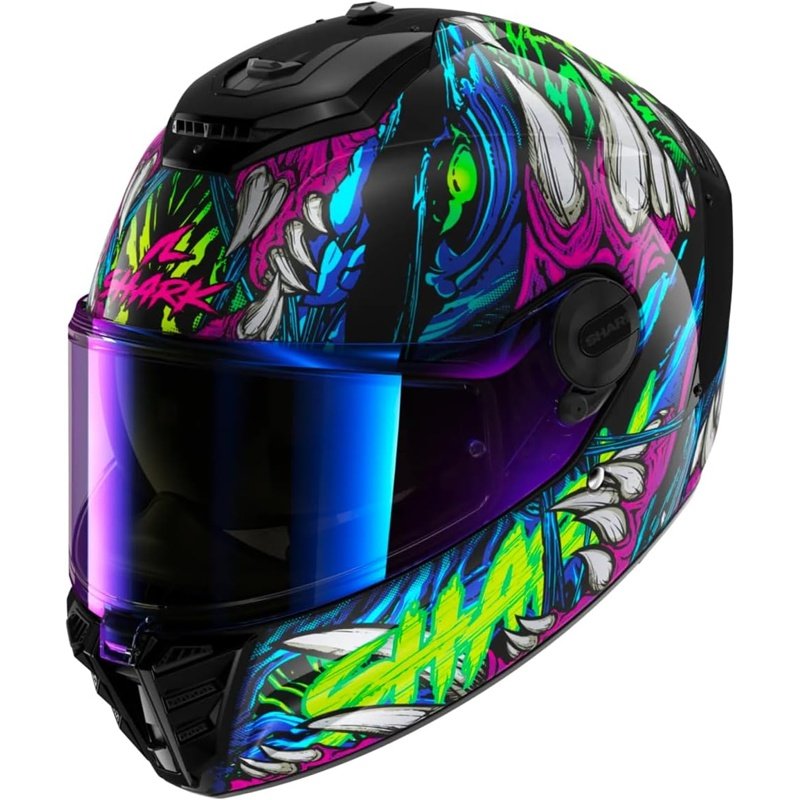 UHjs11hTxR Shark Casco Integral Spartan RS Shaytan Negro/Verde/Violeta - Imagen 1