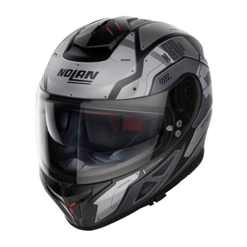 stylish-silver-bike-helmet Nolan Casco Integral N80-8 Starscream N-Com Negro-Gris Mate - Imagen 1