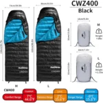 Saco de dormir Naturehike Piuma d’oca Negro M 210×75 cm - Imagen 3